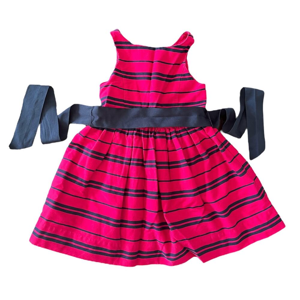 Ralph Lauren Pink Dress with Navy Stripes and Tie.